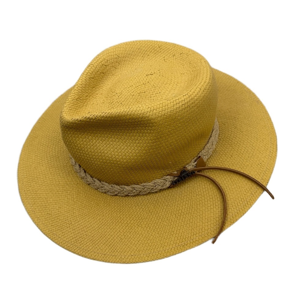 Stefeno Straw Fedora Sun Hat Mens S/M Braided Rope Band Teardrop Made in USA